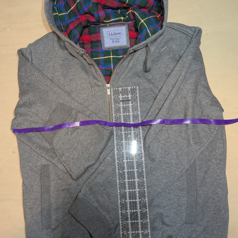 Gray LL Bean Hoodie with Plaid Lining